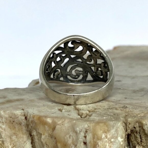 Sterling Silver 925 0.69" Wide Scrollwork Celtic Style Band Ring Size 7.25 - Picture 7 of 16